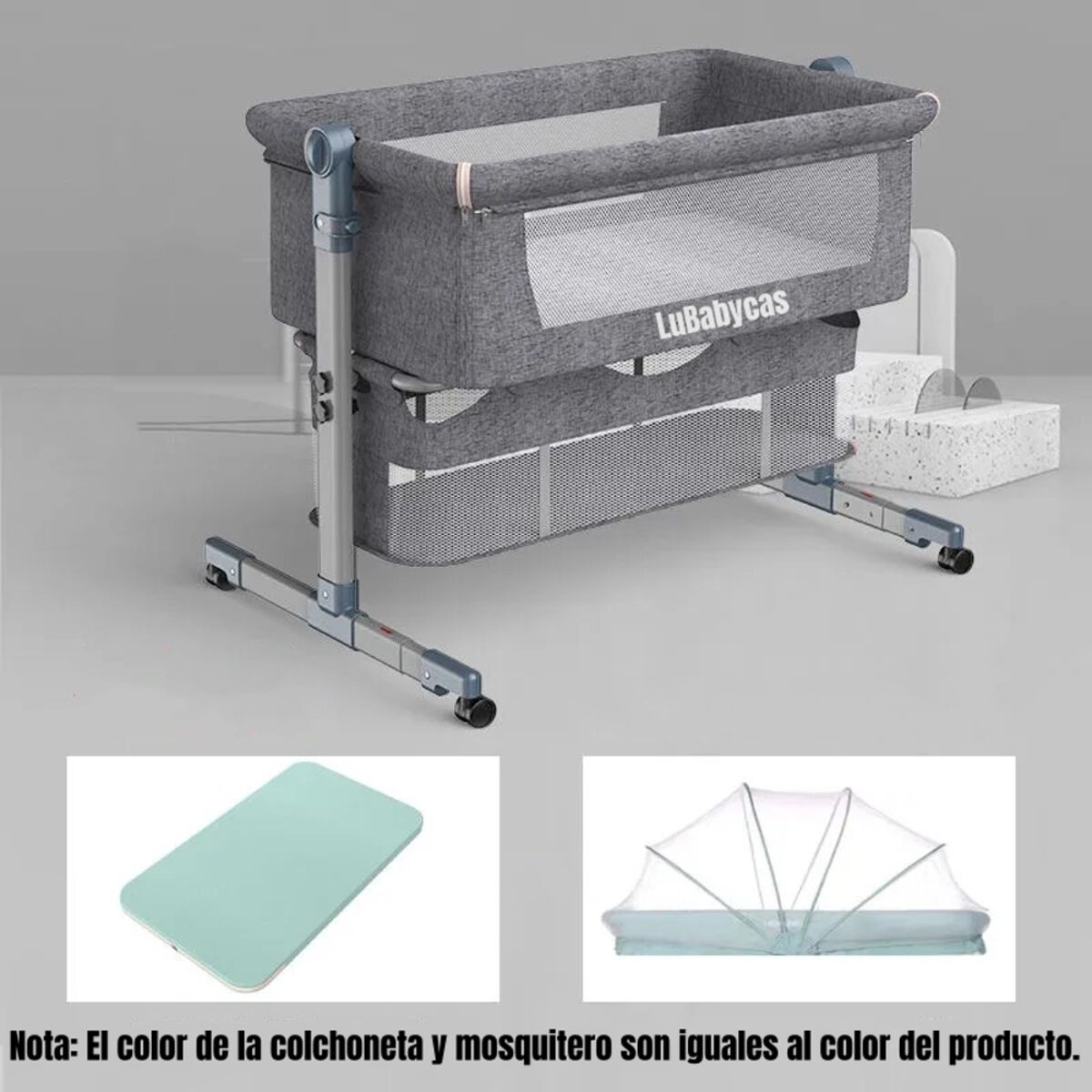 Cuna Colecho Bebé con Mosquitero Gris Lubabycas
