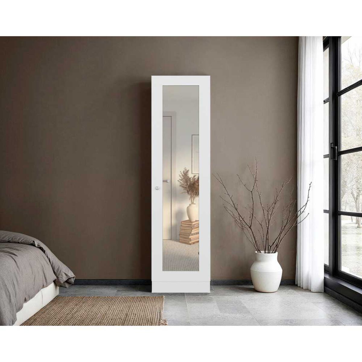 Closet Praga 1 Puerta Con Espejo Blanco 180,1X49,1X30,2 Cm