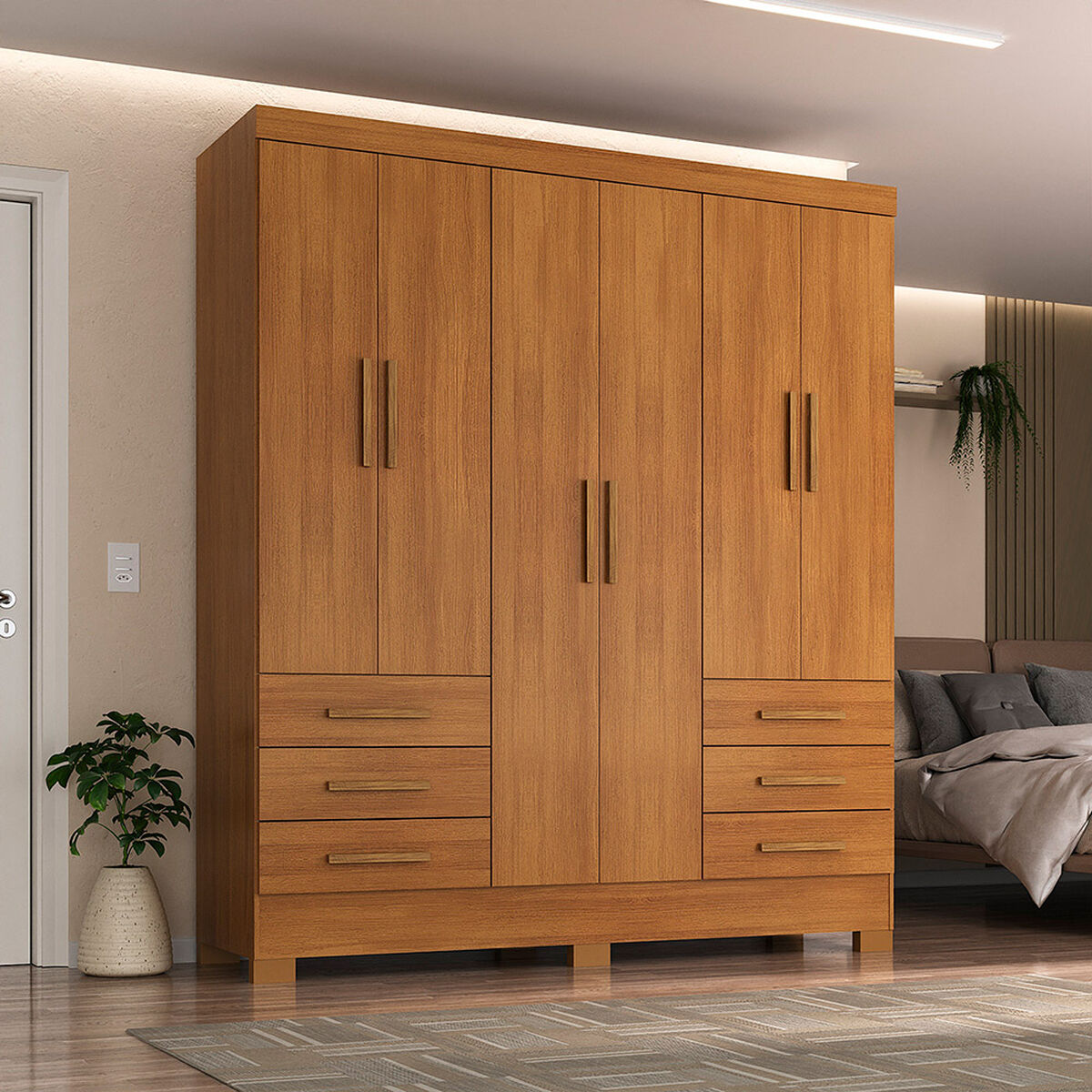 Closet Di Poretti Design Paris 6 Cajones 6 Puertas Caf&eacute; Claro
