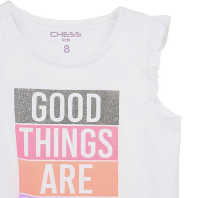 Imagen 2 del producto Polera sin Mangas Niña Chess Blanco, Coral, Morado, Naranjo