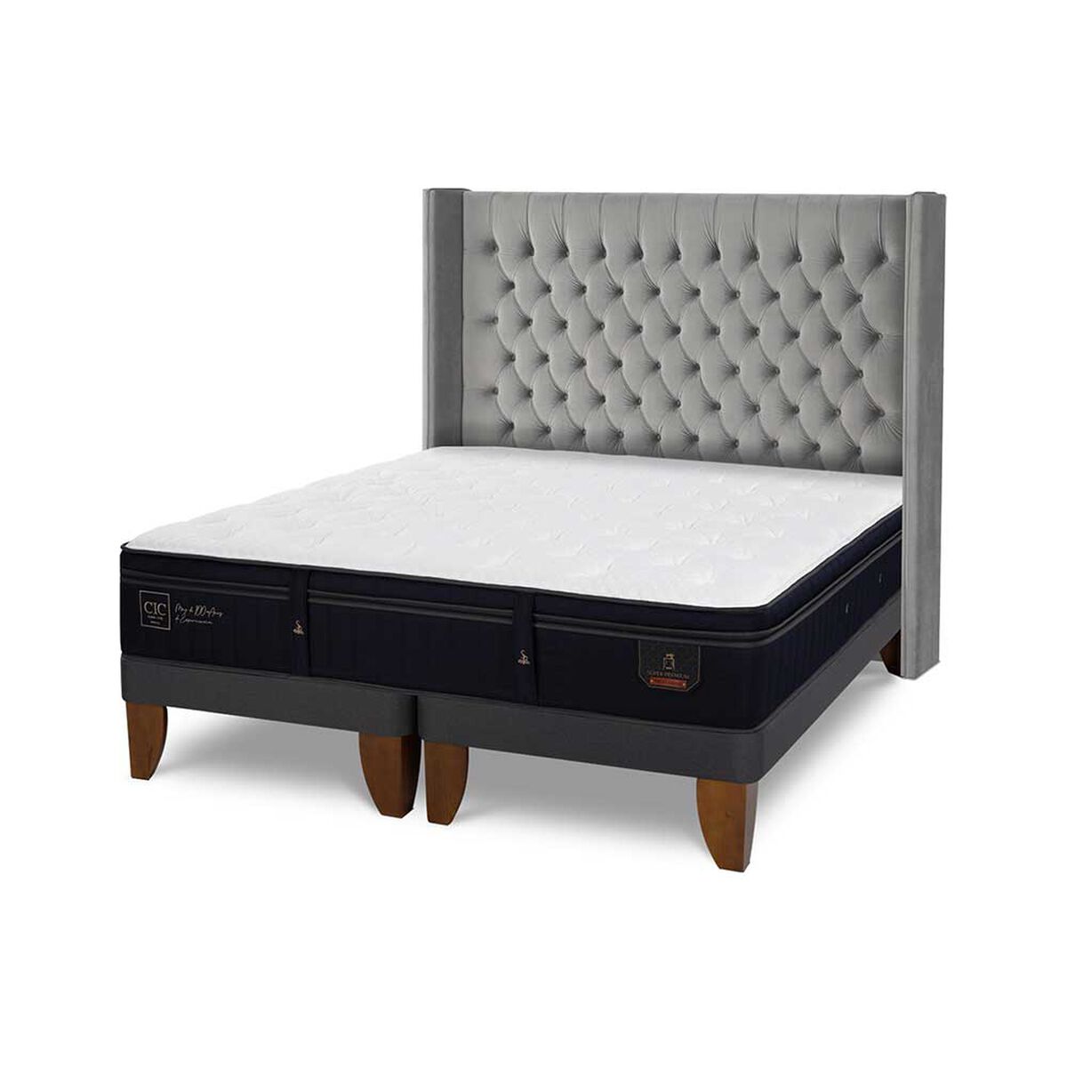 Cama Europea CIC Base Dividida King Súper Permium + Respaldo Sesia