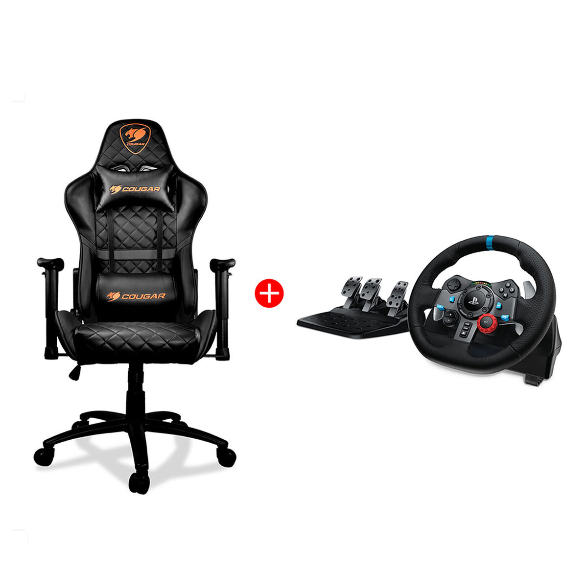 Combo Silla Gamer Cougar Armor One Negro + Volante Gamer Logitech G29 Driving Force