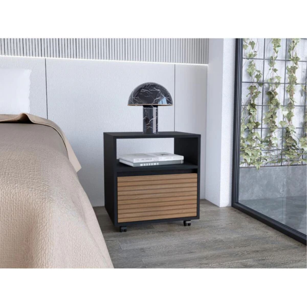 Velador TuHome Austin 1 Cajones Wengue y Lenno