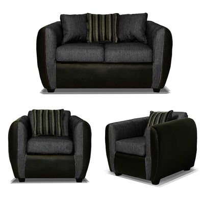 Juego de Living Elegant Detail Oklahoma Sofá 2 Cuerpos + Dos Sillones 1 Cuerpo Gris Oscuro