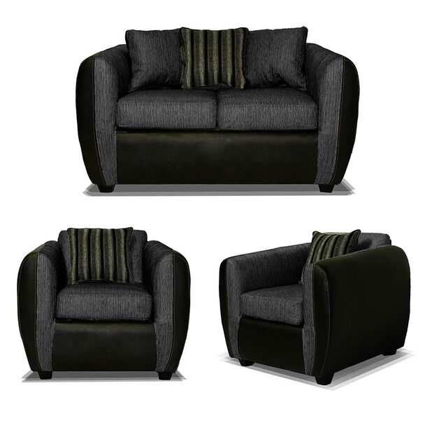 Juego de Living Elegant Detail Oklahoma Sofá 2 Cuerpos + Dos Sillones 1 Cuerpo Gris Oscuro