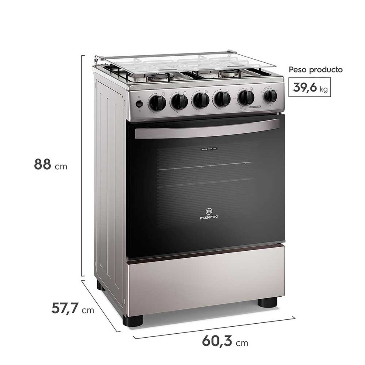 Cocina a Gas Mademsa FM4TSC 4 Quemadores Gris