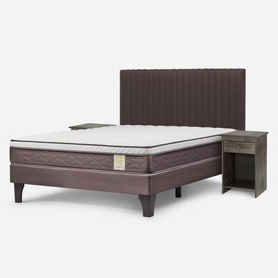 Imagen 2 del producto Cama Europea Rosen 2 Plazas New Style 4 + Respaldo + 2 Veladores Café