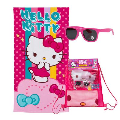 Toalla de Playa Infantil + Lente de Sol Sanrio Hello Kitty Puntos 70 x 140 cm