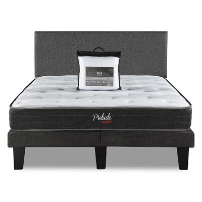 Imagen 1 del producto Combo Cama Europea Prelude Radiant 2 Plazas Normal + Respaldo Praga Gris + Cubre Colchón