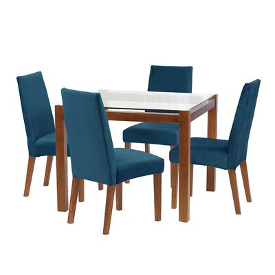 Juego de Comedor Latam Home Barcelona 4 Sillas Azul Petroleo