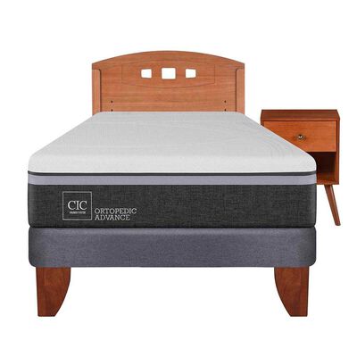 Cama Europea CIC 1,5 Plazas Ortopedic Advance + Respaldo + Velador New Gales