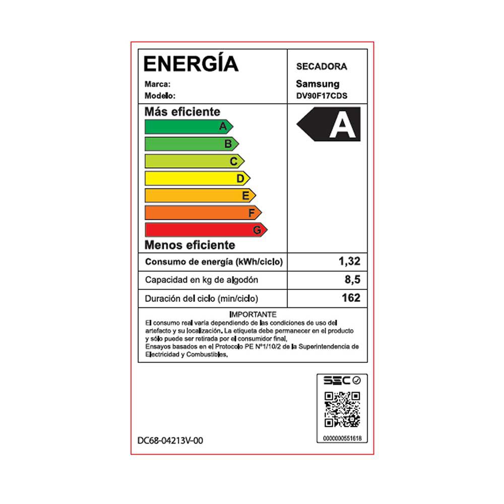 Samsung Secadora DV90F17CDSZS 17 kg. Bomba de Calor Frontal Acero oscuro, foto 6