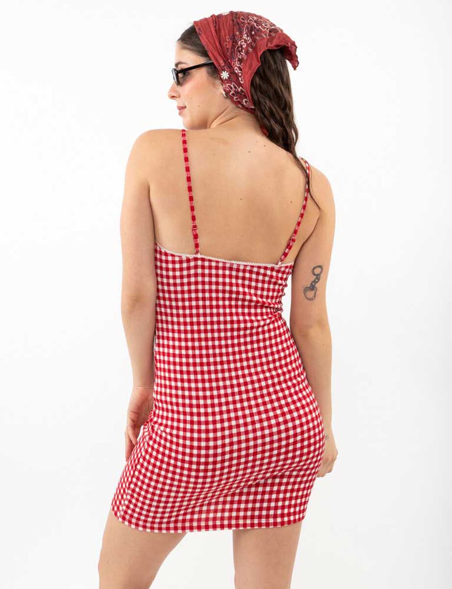 Vestido Corto Pabilo Vichy Sin Mangas Mujer Icono
