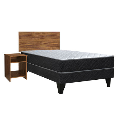 Combo Cama Europea 2 Plazas Celta + Respaldo + 2 Veladores Casanova
