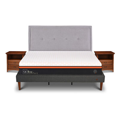 CIC Cama Europea Curve CIC King Bee Comfort + Respaldo + 2 Veladores