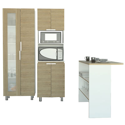 Imagen 2 del producto Muebles Alacena + Microondas + Barra Auxiliar TuHome Kitchen