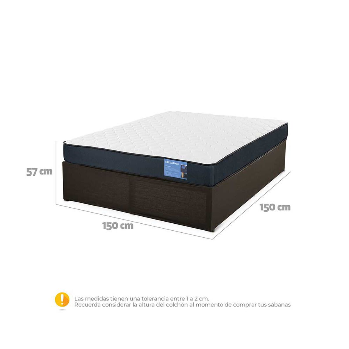 Cama Europea CIC Iron Smart 2 Plazas Excellence + Faldón
