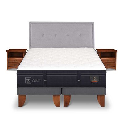 Cama Europea CIC Base Dividida 2 Plazas Súper Premium + Respaldo + Veladores