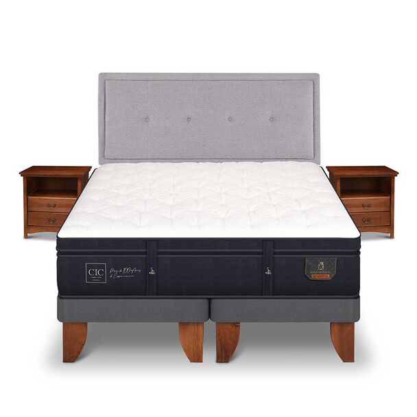 Cama Europea CIC Base Dividida 2 Plazas Súper Premium + Respaldo + Veladores