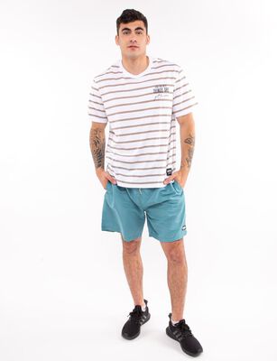 Imagen 2 del producto Polera Algodón Rayas Manga Corta Hombre Icono Acero, Beige, Cafe, Olivo