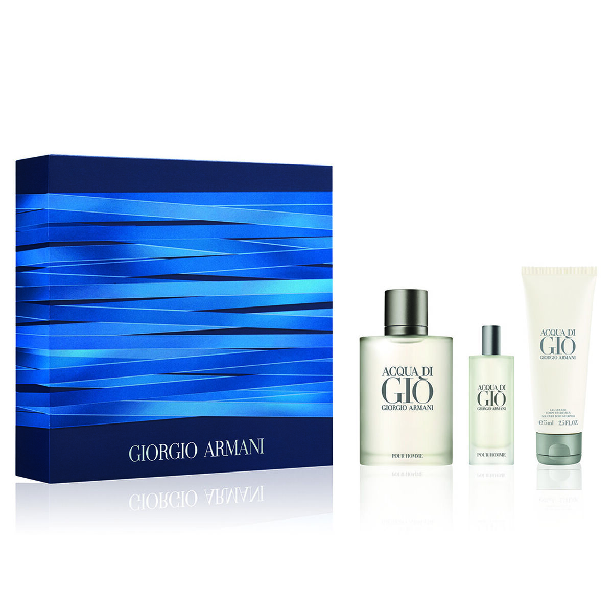 Set de Perfume Giorgio Armani Aqua Di Gió Pour Homme EDT 100 ml +  Acqua di Gio EDT 15 ml + Gel de Ducha 75 ml