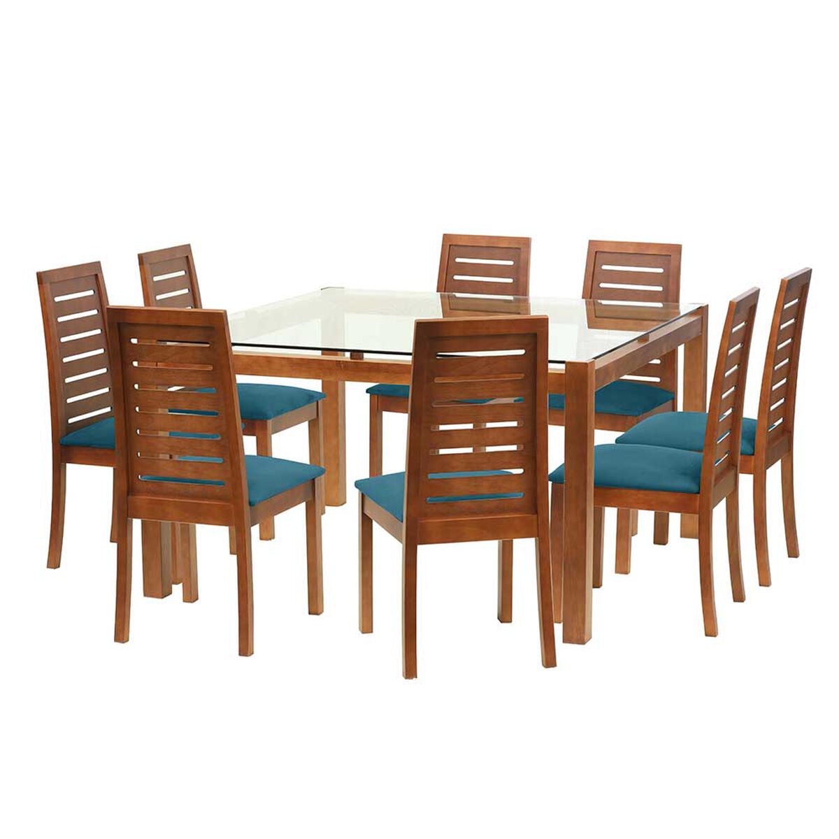 Juego de Comedor Latam Home Barcelona 8 Sillas Azul Petroleo