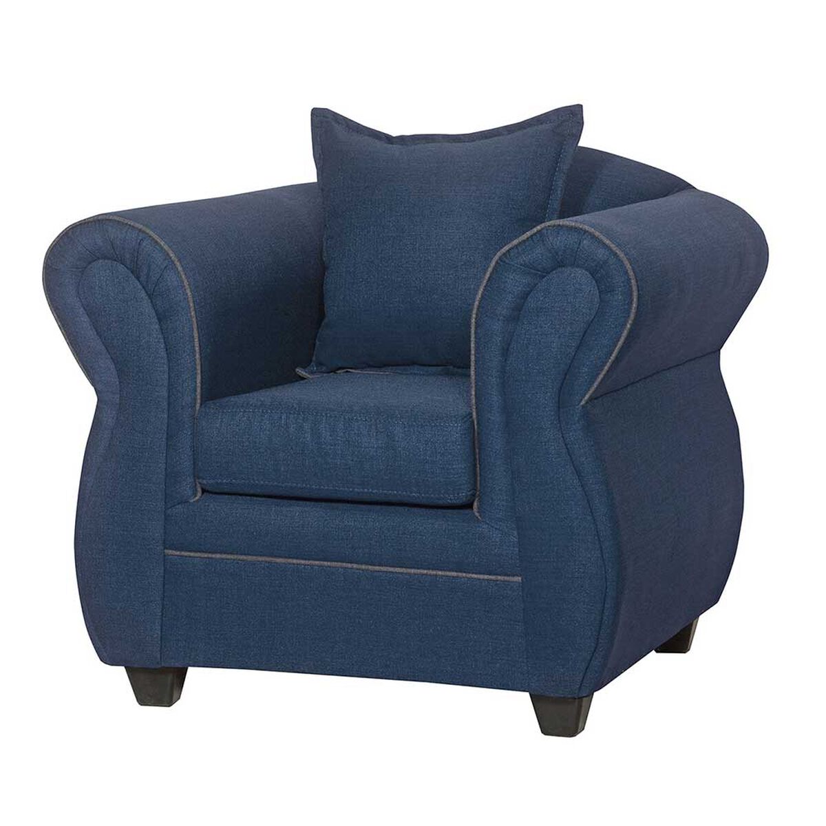 Juego de Living Black Factory Emili Sofá 3 Cuerpos + Dos Sillones 1 Cuerpo Azul