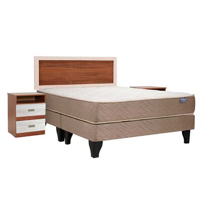 Imagen 1 del producto Cama Europea Celta Base Dividida 2 Plazas Bamboo + Respaldo + 2 Veladores