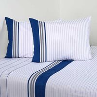 Juego de Sábanas American Family 2 Plazas 144 Hilos Marino Piedra