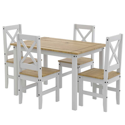Juego de Comedor VekkaHome Lucia 4 Sillas Blanco