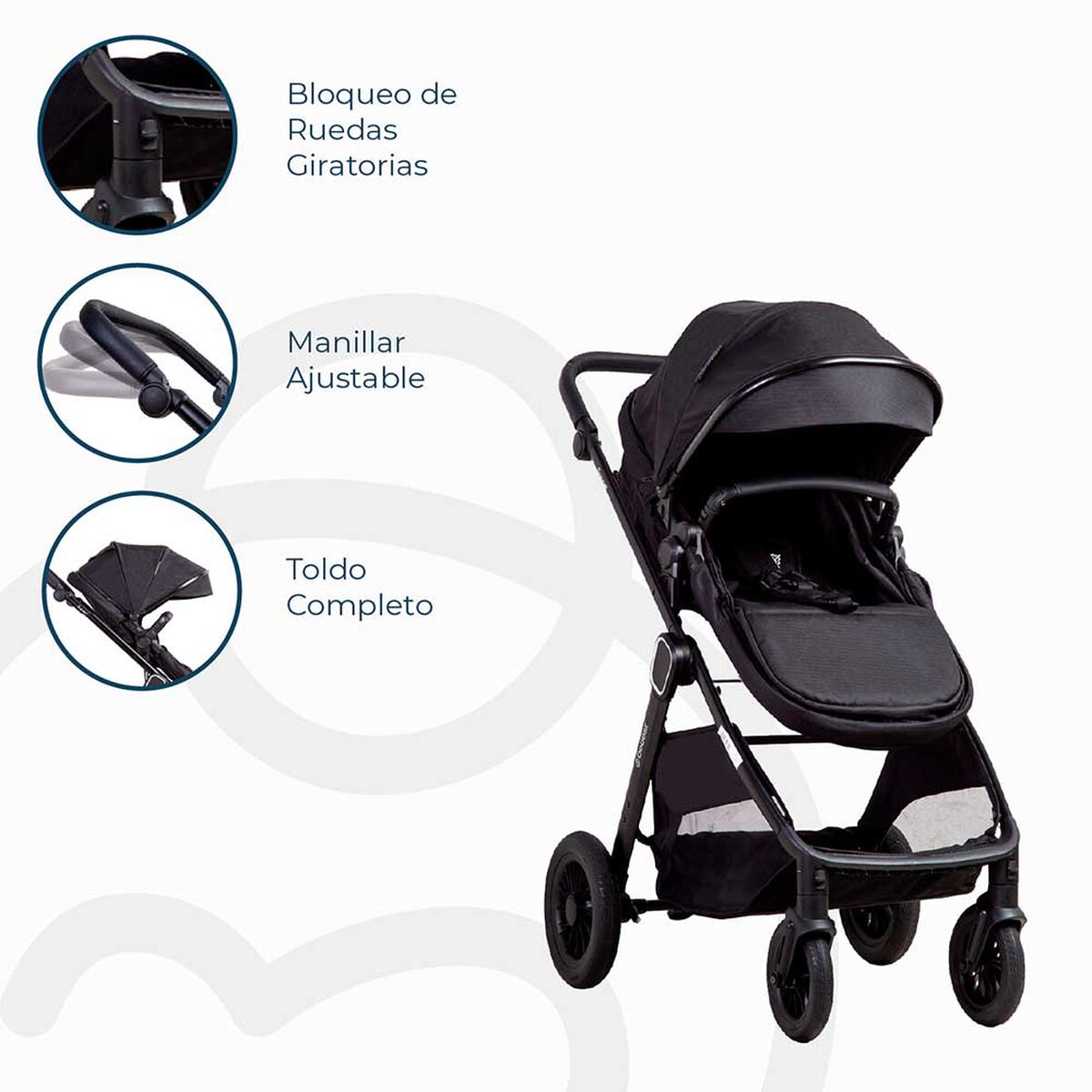 Coche Cuna Travel System Isofix Sunset Premium con Base Negro Bebesit