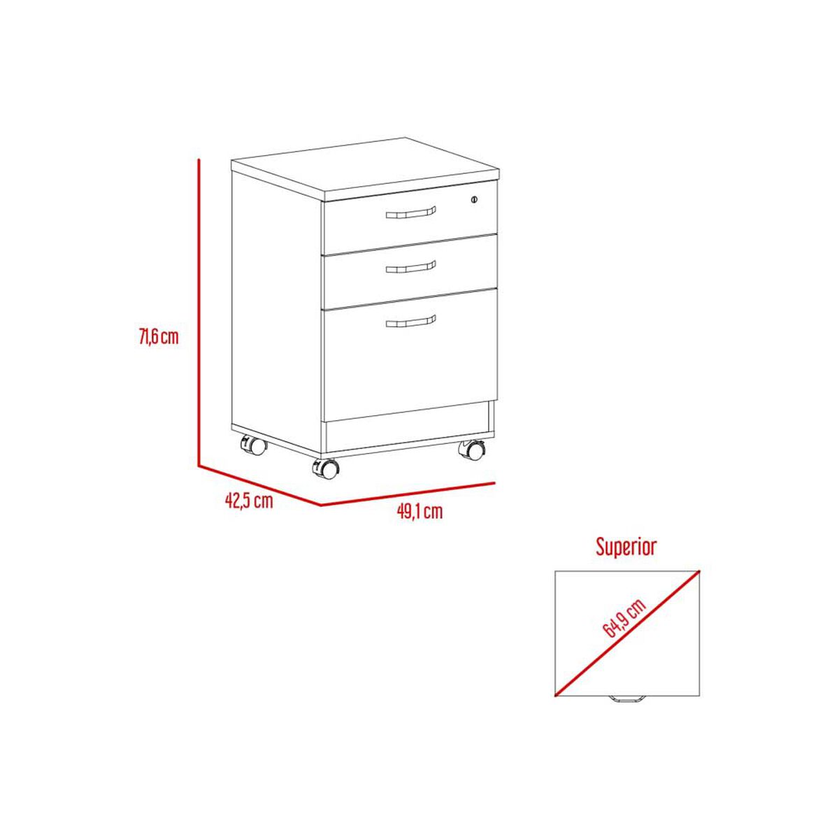 Mueble Archivador TuHome Home Office 3 Cajones Negro Soft Coñac
