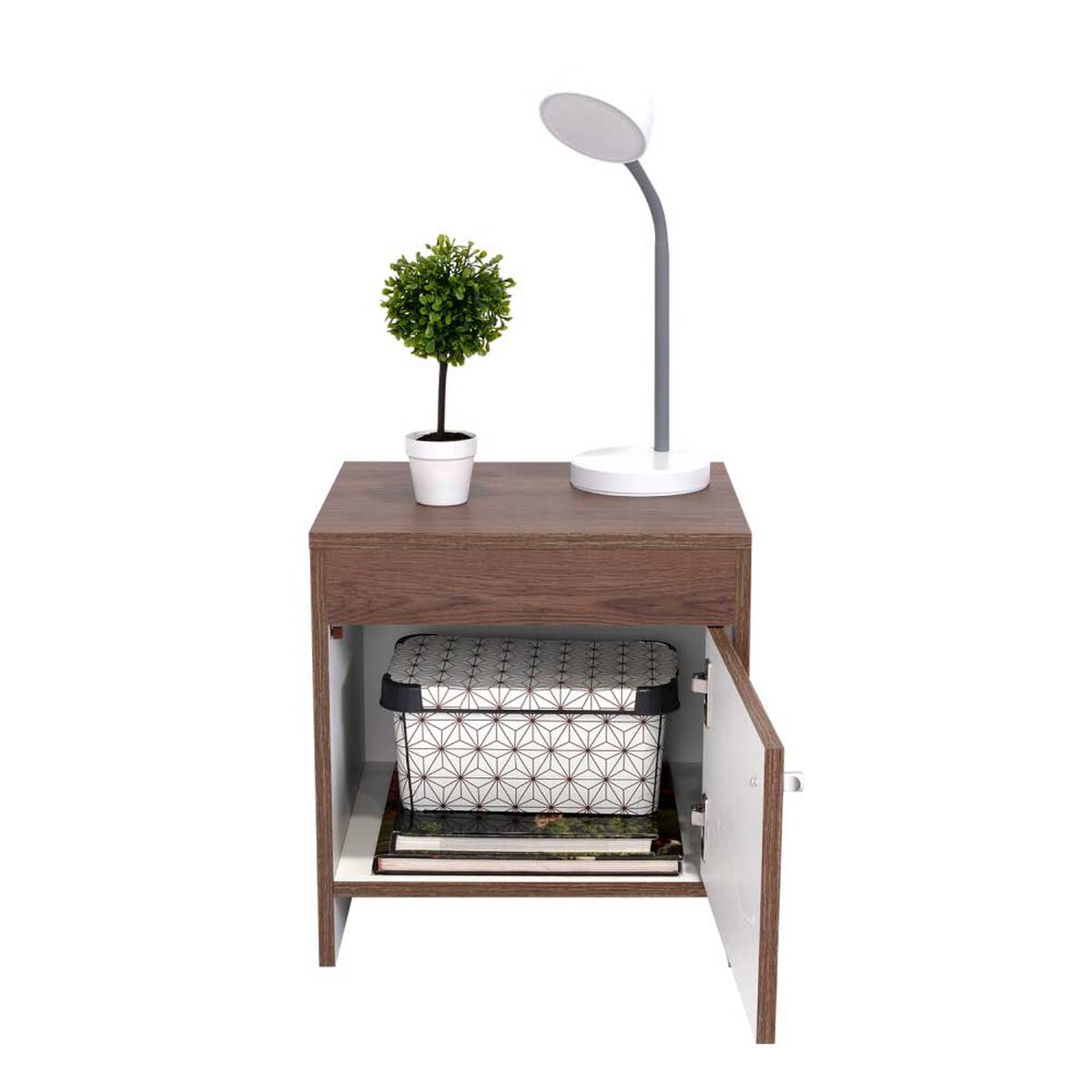 Velador Tuhome Colore 1 Puerta Milan y Blanco