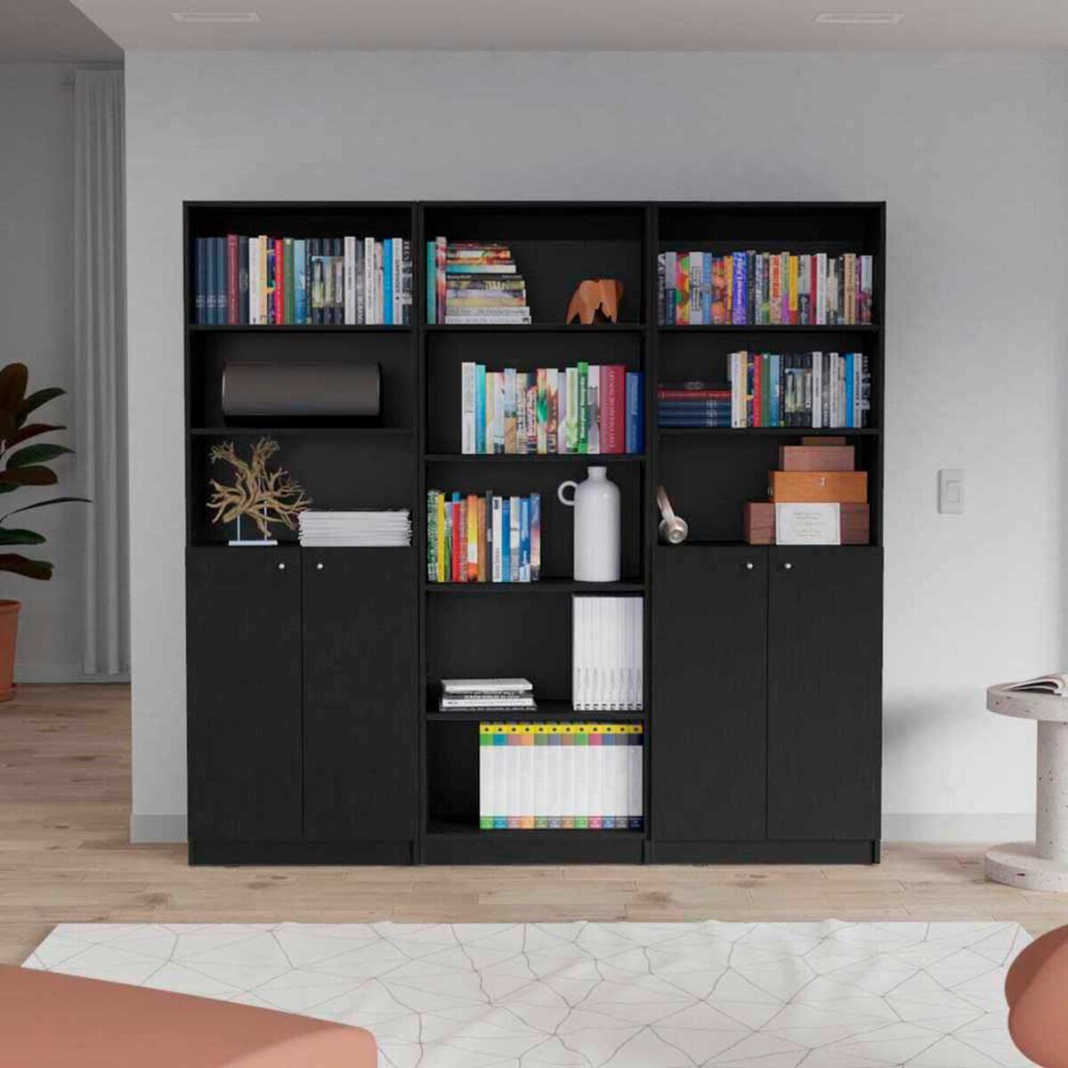 2 Estantes 2 Puertas + Estante 5 Repisas TuHome Home Wengue