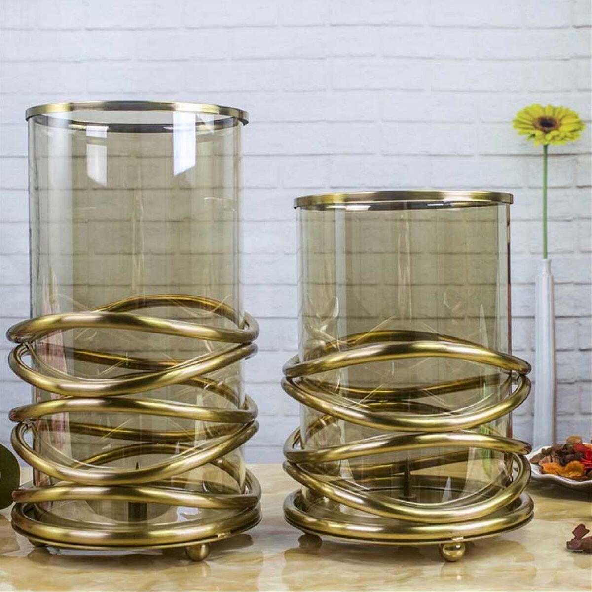 Set 2 Floreros Decorativos Ankara Freya Dorado