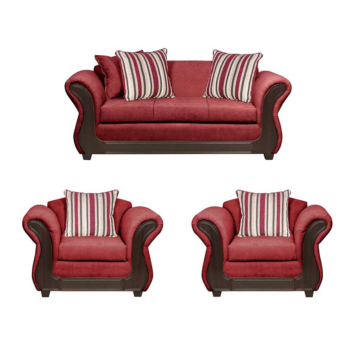 Juego de Living Innovamuebles Palermo Sofá 3 Cuerpos + Dos Sillones 1 Cuerpo Wine