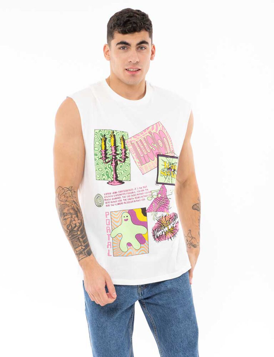 Polera Musculosa Con Estampados Hombre Icono