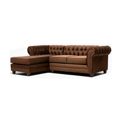 Sofá Seccional Barra Design Chesterfield Izquierdo 3 Cuerpos Café