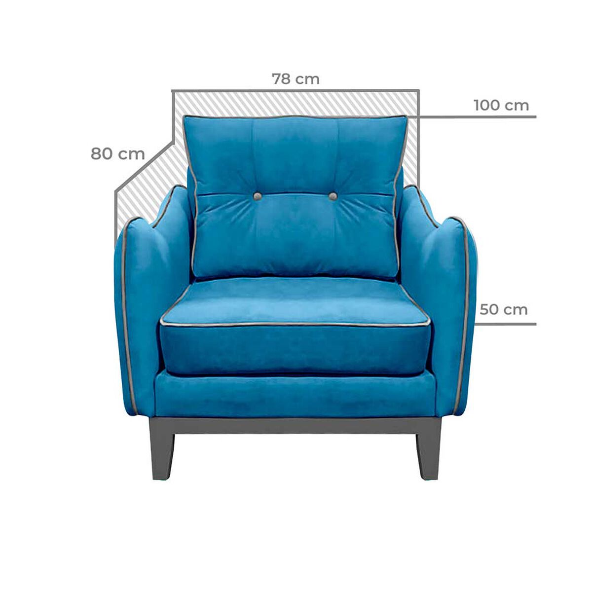 Sillón Living Factory Vintage Azul Petróleo