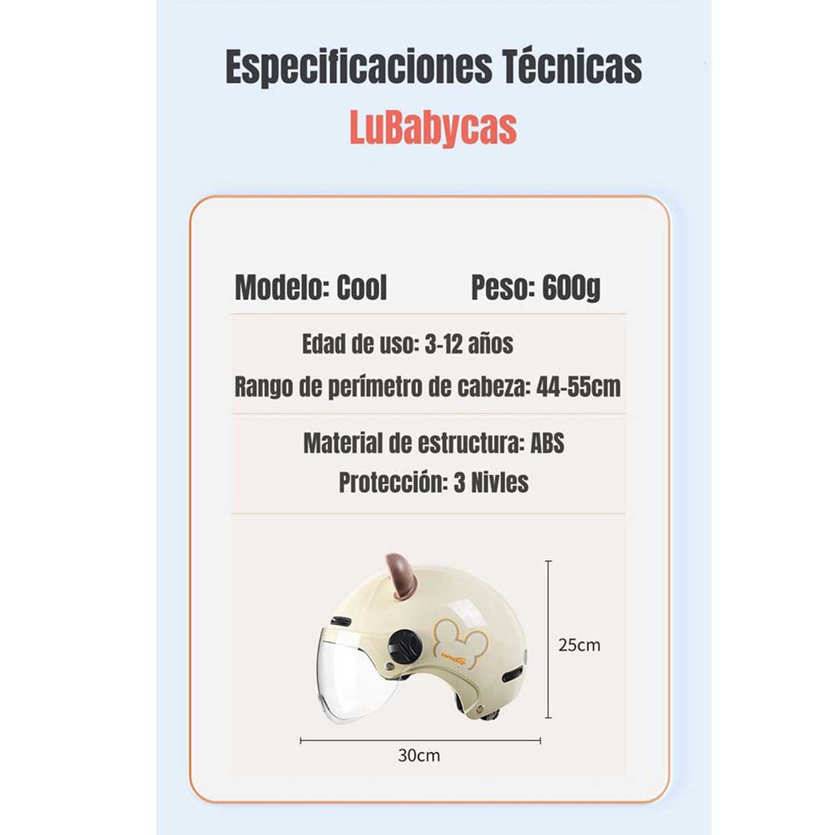Casco Bicicleta LuBabycas Cool para Niños S Rosado