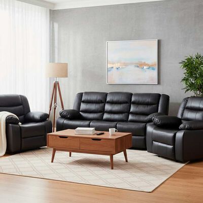 Juego de Living Reclinable Daniels Sof&aacute; 3 Cuerpos + 2 Bergers Roma Negro