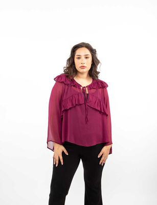 Imagen 1 del producto Blusa Manga Larga Mujer Extralindas Burdeo