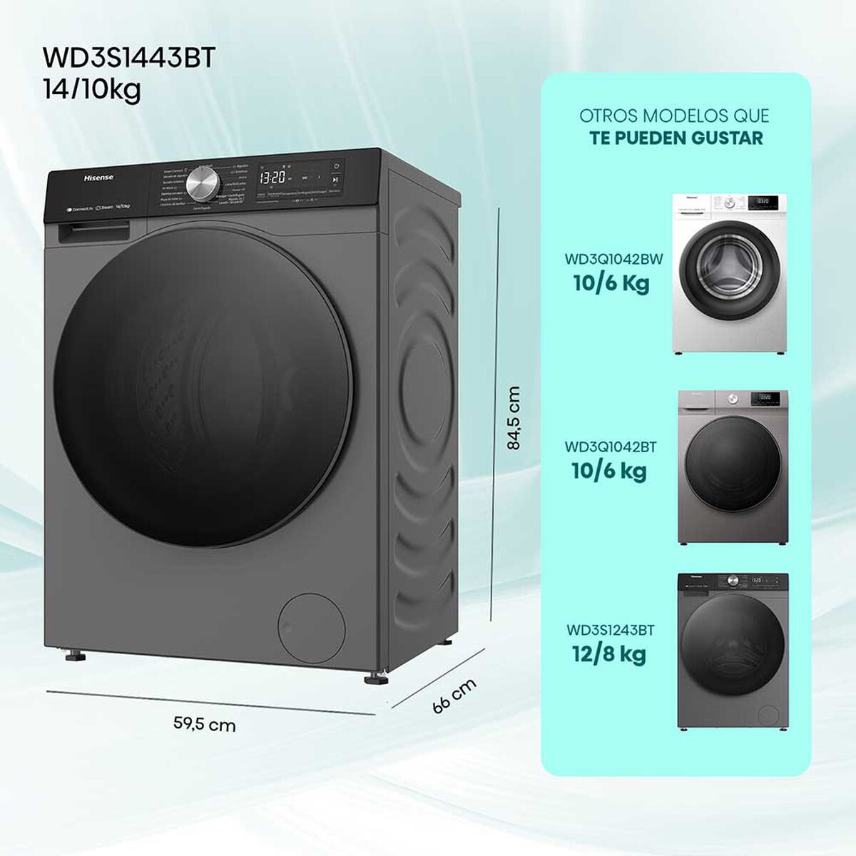 Lavadora Secadora Hisense WD3S1443BT 14/10 Kg.