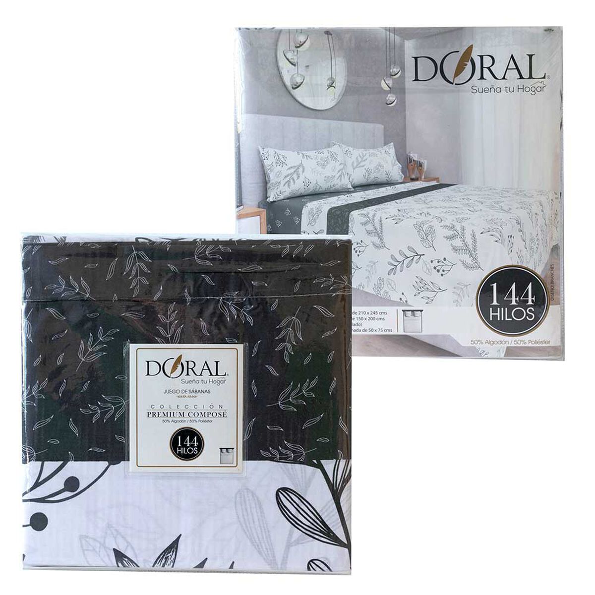 Juego de S&aacute;banas Doral 144 Hilos King Premium Branches