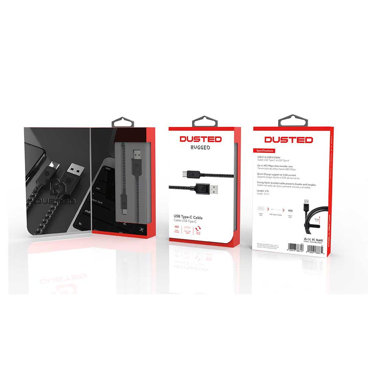 Cable USB Tipo-A a Tipo-C Dusted Negro