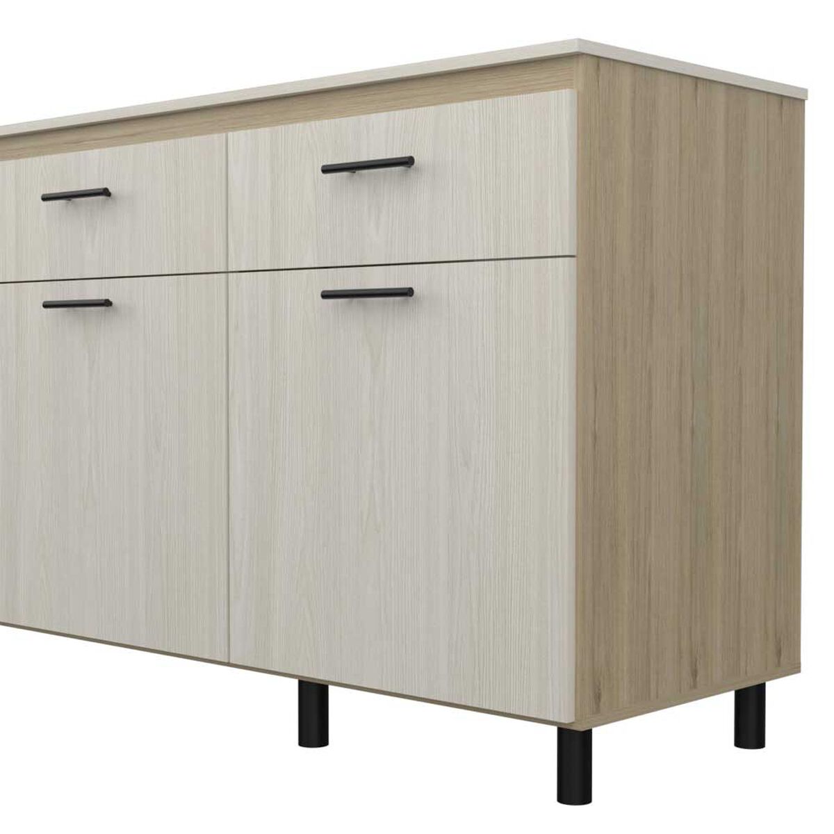 Mueble de Cocina Inferior TuHome Gante 2 Puertas 2 Cajones Rovere Niebla