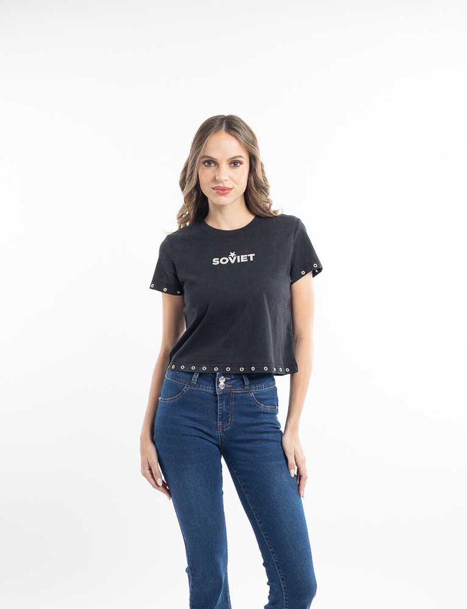 Polera Con Estampado Manga Corta Mujer Soviet