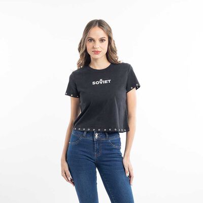 Polera Con Estampado Manga Corta Mujer Soviet
