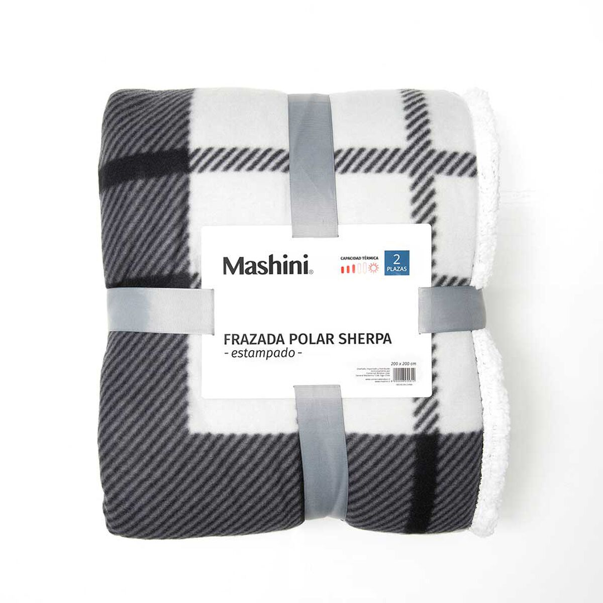 Frazada de Poliéster Mashini 2 Plazas Tartan Negro