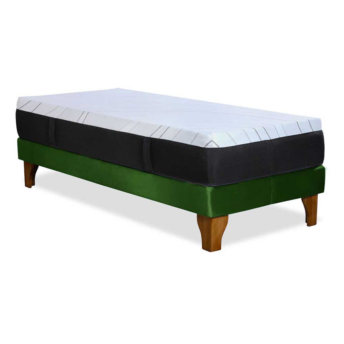 Cama Europea Latam Home 1 Plaza Zen Top Foam Visco Velvet Verde